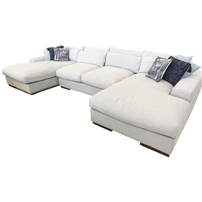 SOFA Dual Chaise Lounge / Limestone Fabric Davenport - Dual Chaise Lounge